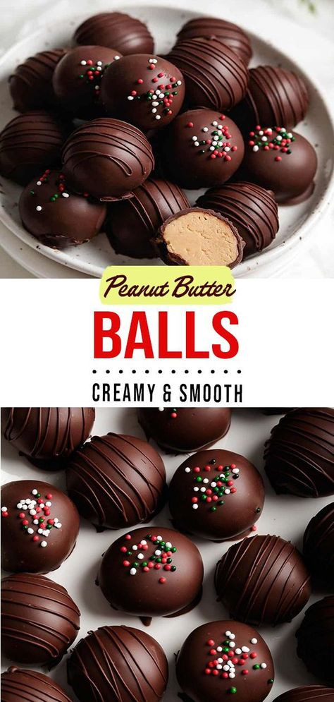 Peanut Butter Balls Easy, Chocolate Peanut Butter Balls, Peanut Butter Balls Recipe, Chocolate Covered Peanuts, Christmas Baking Recipes, Butter Balls, Chocolate And Peanut Butter, Best Peanut Butter, Christmas Candy Recipes