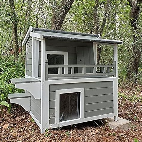 Wooden Dog House Cat House for Outdoor and Indoor, Pet Houses Dogs, Cats, Bunnies and Other Small Animals : Amazon.co.uk: Pet Supplies Feral Cat Shelter, Feral Cat House, Cat Houses Indoor, Cat Cage, Outdoor Cat Enclosure, Feral Cat, Outdoor Shelters, Outdoor Cat House, Outdoor Cat