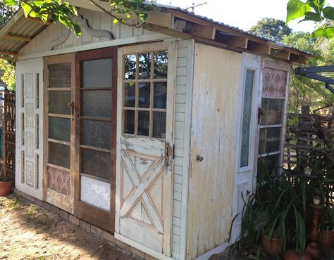 How to build a shed - diy - mother earth news, Build a backyard shed to hold garden supplies, sports equipment, and all those other things that need a storage home. Description from gabretplan.blogspot.com. I searched for this on bing.com/images Backyard Shed Landscaping, Outdoor Playhouses, Repurposed Junk, Shed Landscaping, Recycled Door, Door Garden, Greenhouse Shed, Garden Storage Shed, Shed Doors