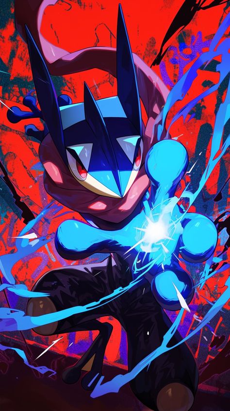 Greninja in the style of Jujutsu Kaisen made by Silverbloom Greninja Art, Greninja Wallpaper, Greninja Fanart, Deadpool Wallpaper Iphone, Pokemon Greninja, Giratina Pokemon, Lucario Pokemon, Pokemon Poster, Deadpool Wallpaper