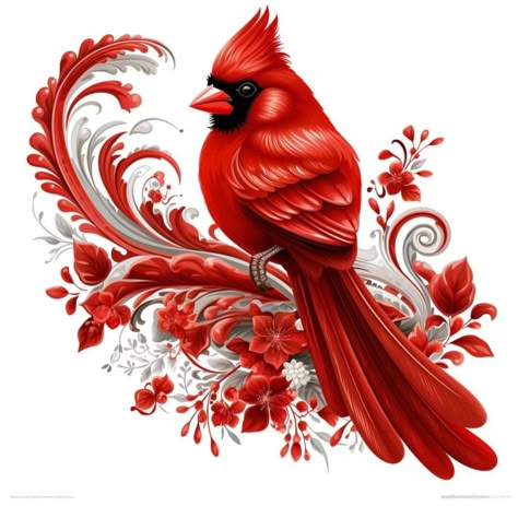 Cardinal Bird Tattoos, Cardinal Birds Art, Artful Ashes, Bird Template, Folk Painting, Angel Images, Cardinal Birds, Challenge Yourself, Bird Pictures