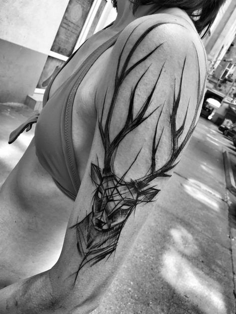 Inez Janiak sketch tattoos Tattoo Ideas Animals, Stag Tattoo Design, Elk Tattoo, Tatuaje Trash Polka, Nature Tattoo Ideas, Deer Tattoo Designs, Animals Sketch, Sketch Tattoos, Stag Tattoo