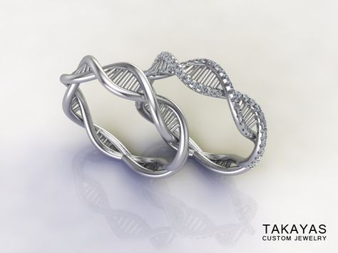 DNA Collection Dna Ring, Nerdy Jewelry, Dna Jewelry, Silver Jewelry Accessories, Science Jewelry, Geek Jewelry, Double Helix, Custom Wedding Rings, Diamond Necklace Set