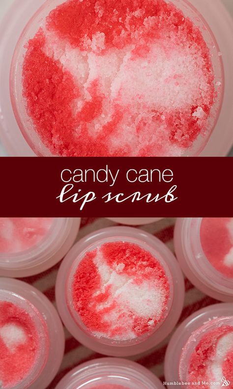 Candy Cane Lip Scrub - Humblebee & Me Peppermint Lip Scrub Diy, Kool Aid Lip Scrub, Candy Cane Lip Scrub, Christmas Lip Scrub, Candy Cane Body Scrub, Diy Lush Lip Scrub, Candy Cane Sugar Scrub, Peppermint Lip Scrub, Beeswax Recipes