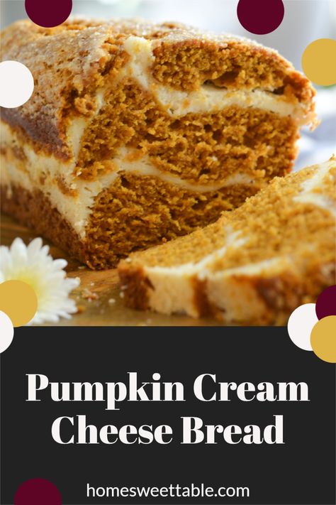 Pumpkin Cream Cheese Bread is soft, moist, and perfectly spiced pumpkin bread with ribbons of delicious cream cheese. The yummiest fall pumpkin treat! Banana Pumpkin Cream Cheese Bread, Easy Pumpkin Loaf With Cream Cheese, Gluten Free Pumpkin Cream Cheese Bread, Pumpkin Cream Cheese Bread Recipe, Pumpkin Cheesecake Bread Recipe, Moist Pumpkin Bread With Cream Cheese, Halloween Pumpkin Bread, Joanna Gaines Pumpkin Cream Cheese Bread, Pumpkin Bread Recipe Cream Cheese