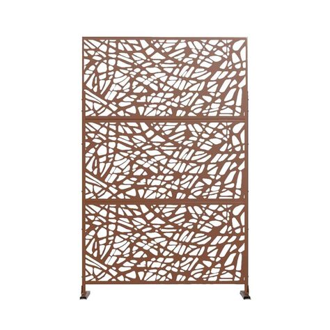 6.5 ft. H x 4 ft. W Laser Cut Galvanized Steel Privacy Screen D0102HPKMZV Balcony Wall, Metal Privacy Screen, Metal Fence Panels, Corten Steel Planters, Indoor Oasis, Laser Cut Screens, Outdoor Screens, Web Patterns, Steel Planters