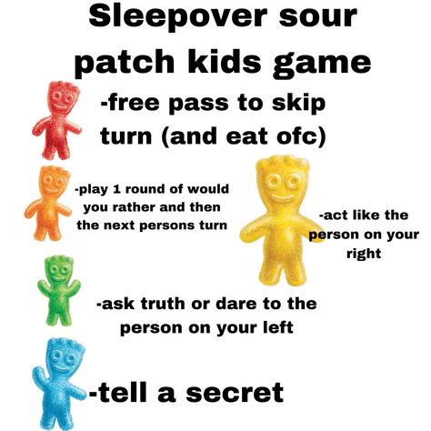 Sour Patch Challenge, Sour Patch Game Sleepover, Sleepover Board Games, Sleepover Games For 3 People, Sour Patch Kids Game, Sour Patch Game, Things To Do At A Party, Fun Sleepover Activities, Teen Sleepover Ideas