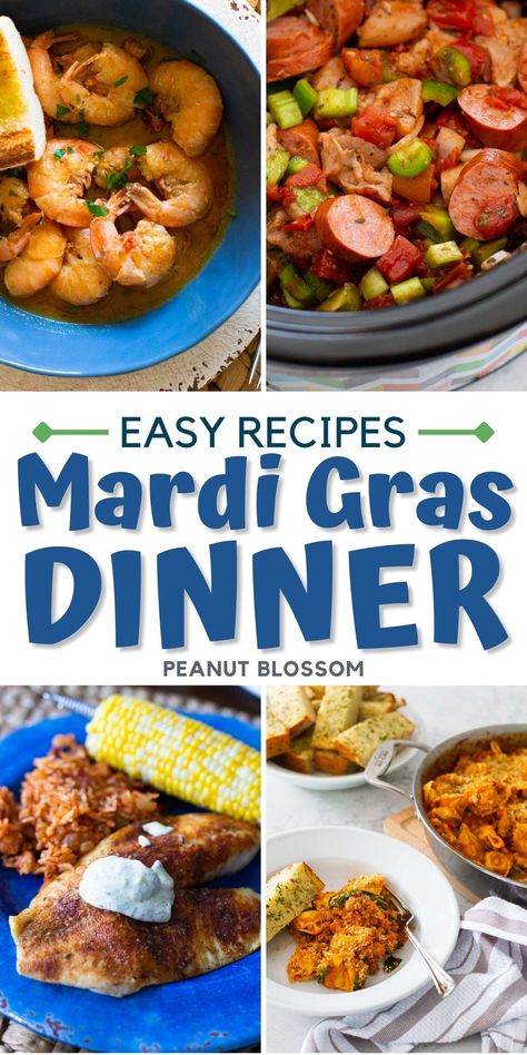 Mardi Gras Dinner Ideas, Mardi Gras Recipes Easy, Mardi Gras Dinner Party, Fat Tuesday Food, Mardi Gras Party Food, Mardi Gras Recipes, Mardi Gras Dinner, Recipes For Family Dinner, Tuesday Dinner