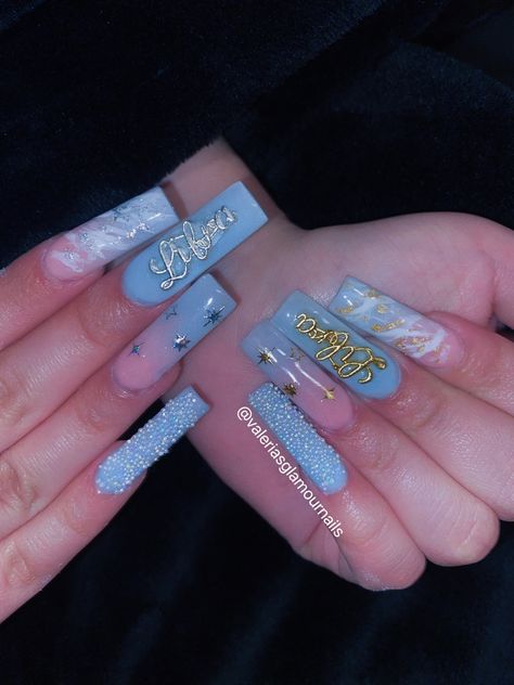 Libra Nail Ideas Acrylic, Libra Birthday Nails Acrylic, Libra Zodiac Sign Acrylic Nails, September Bday Nails, Libra Birthday Nail Set, Birthday Nails For Libras, Libra Bday Nails Ideas, Nails Libra Design, Libra Bday Nails