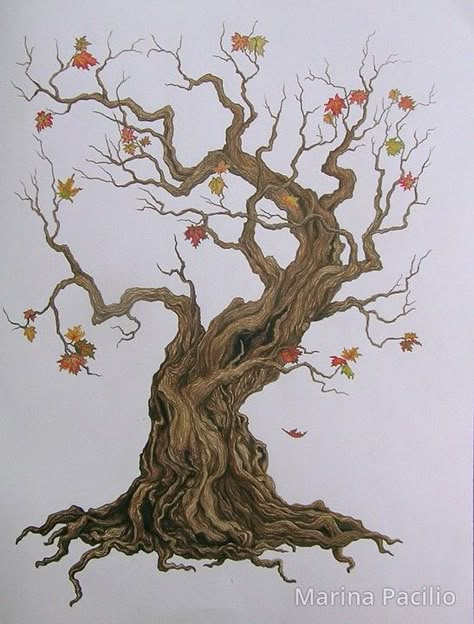 Fantasy Tree Drawing, Gnarled Tree, Stylized Trees, Halloween Tarot, Tree Drawings, Fantasy Tree, Tree Tattoos, Tree Textures, Tree Tattoo Designs