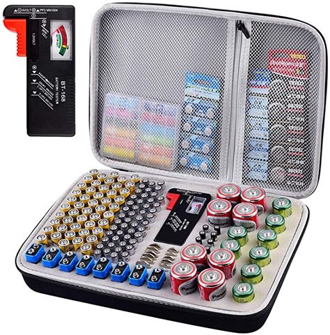 Battery Organizer Holder- Batteries Storage Containers Box Case with Tester Checker BT-168. Garage Organization Holds 225 Batteries AA AAA C D Cell 9V 3V Lithium LR44 CR2 CR1632 - - AmazonSmile Battery Organizer, Vacation Organization, Battery Holder, Charger Accessories, Travel Storage Bag, Battery Storage, Organiser Box, Garage Organization, Travel Storage