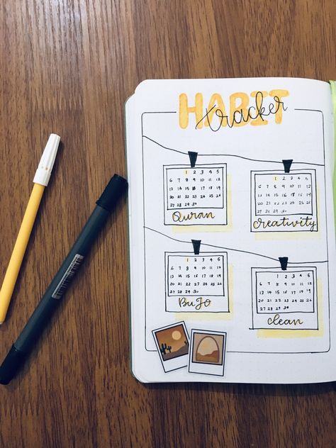 Polaroid Bujo Theme, September Habit Tracker, April Habit Tracker, June Habit Tracker, June Bujo, March Bujo, Bullet Journal August, April Bullet Journal, February Bullet Journal