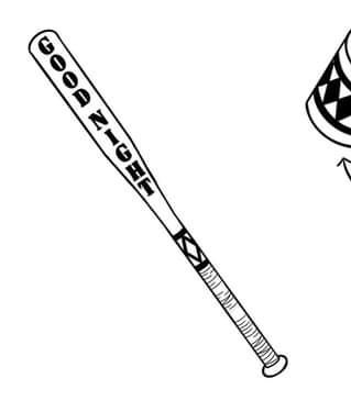 Baseball Bat Tattoo, Harley Quinn Baseball Bat, Harley Quinn Bat, Bat Drawing, Bat Tattoo, Letterhead, Harley Quinn, Baseball Bat, Bat