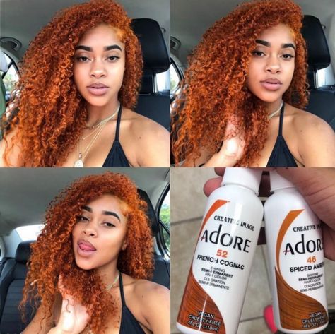 Ginger Dyed Hair Black Women, Adore Hair Dye Black Women, Dyed Afro Hair, Locs Parting, Curly Hair Copper, Ginger Dyed Hair, Dyed Hair Black Women, Copper With Blonde, Dyed Afro