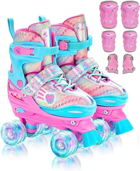 Sportneer Kids Roller Skates, Roller Skates with Protective Gear Set, Adjustable Roller Skates with 8 Light up Wheels, for Girls Kids Youth Beginner Indoor & Outdoor Use : Amazon.co.uk: Sports & Outdoors Bauer Roller Skates, Light Up Roller Skates, Skate Boy, Roller Skate Wheels, Girls Roller Skates, Kids Roller Skates, Quad Roller Skates, Kids Skates, Roller Skate Shoes