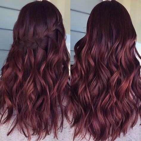 Brunette Plum Balayage, Auburn Violet Hair, Violet And Copper Hair, Dimensional Red Violet Hair, Plum Copper Hair, Copper Violet Hair, Copper Violet Hair Color, Copper Purple Balayage, Purple Copper Hair