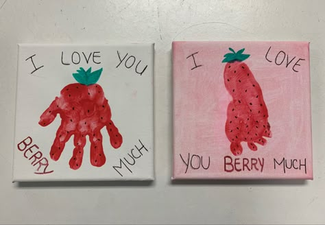 Strawberry Crafts, Toddler Valentine Crafts, Footprint Craft, February Crafts, Easy Valentine Crafts, Footprint Crafts, Baby Art Projects, Toddler Arts And Crafts