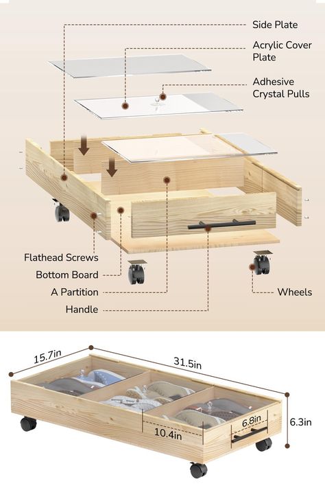 Wood Crate Storage, Underbed Storage Drawers, Heating Radiator, Underbed Storage, Bed Storage Drawers, Shower Tile Designs, Crate Storage, Wood Crates, Types Of Beds