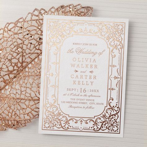 Elevate your wedding with our stunning foil wedding invitations! Add a touch of elegance and sophistication to your special day. Our designs are sure to impress your guests. ✨💍 #foilinvitations #weddingstationery #elegantwedding #luxuryinvites #foiledetails #weddinginspiration #bespokewedding #specialday #weddingdetails #eventstationery Luxury Winter Wedding, Gold Foil Invitations, Romantic Vintage Wedding, Wedding Art Deco, Popular Wedding Invitations, Retro Wedding Invitations, Wedding Announcement Cards, Classic Elegant Wedding, Rose Gold Invitations