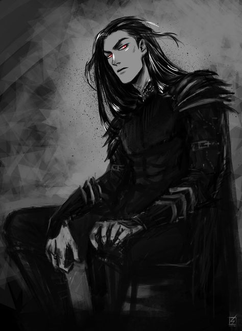 Long Black Hair Man Art, Dark Character Art Male, Villain Character Art, Dark Fantasy Male, Mroczny Elf, Shadar Kai, Shadow King, Dungeons And Dragons Characters, Dark Elf