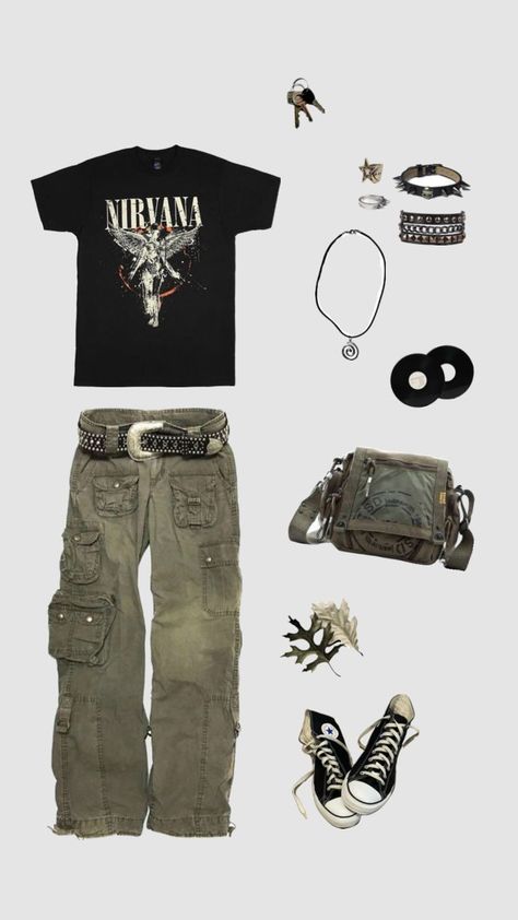 Grunge Outfits Boys, Nirvana Outfit, Grungy Outfit, Trans Outfit, Baggy Outfit Ideas, Street Style Outfits Casual, Grunge Fits, 2000s Clothes, Grunge Outfit