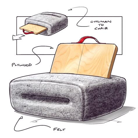 YD Spotlight: Nicholas Baker’s Chair Sketch Challenge Pt.1 | Yanko Design Chair Sketch, Big Cushions, Furniture Sketch, Inflatable Furniture, S Chair, Furniture Design Sketches, Plywood Chair, Reupholster Chair, Furniture Design Chair