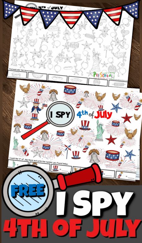 FREE Printable 4th of July Bingo Game Kindergarten Activity Sheets, Fireworks Craft For Kids, I Spy Printable, Independence Day Activities, Shapes Activity, American Flag Crafts, Printable Road, Fireworks Craft, Hand Muscles