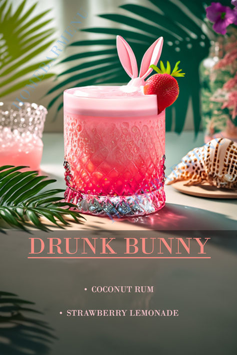 Drunken Bunny Drink, Alcohol Food Recipes Dinner, Pretty Mixed Drinks, Unique Mixed Drinks, Fun Drinks Alcohol Recipes, Strong Cocktail Recipes, Yummy Drinks Alcohol, Cute Cocktail Recipes, Drinks Insta Story