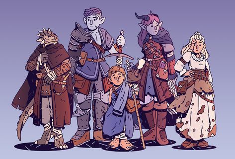 Dnd Party, Character Design Digital Art, Dungeon Master's Guide, Adobe Fresco, Group Art, Forest Creatures, Dnd Art, Illustration Character, Adventure Book