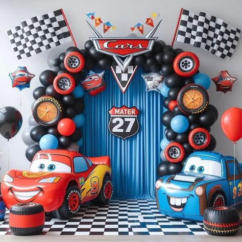 Cars Birthday Theme Decorations, Car Theme Birthday Decorations, 2 Birthday Theme Boy, Disney Cars Theme Party, Hot Wheels Decorations, Pixar Cars Birthday, Cars Birthday Party Decorations, Baby First Birthday Themes, Birthday Theme Decoration