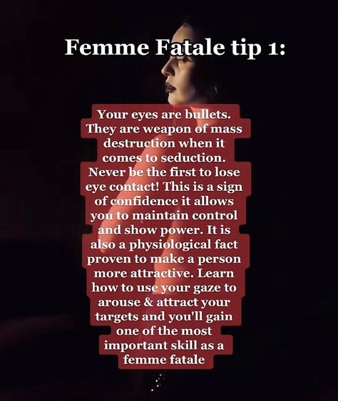 Siren Energy Tips, How To Become A Femme Fatale, Dark Feminine Advice, How To Tap Into Your Dark Feminine Energy, How To Be Seductive, Manifest Femme Fatale, Femininity Tips, Physiological Facts, Feminine Energy Aesthetic