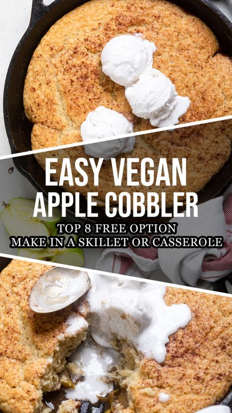 Vegan Apple Cobbler Vegan Apple Cobbler, Apple Cobbler Topping, Vegan Cobbler, Apple Cobbler Easy, Apple Cobbler Recipe, Cobbler Easy, Cobbler Topping, Dairy Desserts, Canned Apples