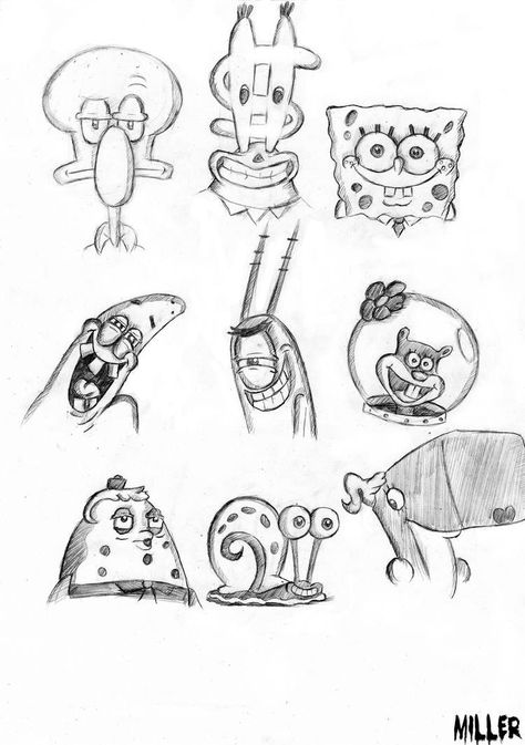 Spongebob Drawings Art, Spongebob Sketches, Cartoon Drawings Sketches, Spongebob Drawings, Arte Doodle, Disney Drawings Sketches, Disney Art Drawings, Art Drawings Sketches Pencil, Graffiti Drawing