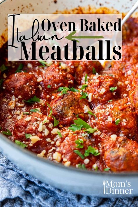 These Baked Italian Meatballs will soon become your family's very favorite meatball recipe! They are tender and juicy and have amazing flavor. All the tips and tricks included will have you feeling like an Italian Nonna in the kitchen! Pork And Beef Meatballs, Oven Meatballs, Italian Nonna, Baked Italian Meatballs, Oven Baked Meatballs, Beef Main Dishes, Italian Meatball, Italian Meatballs Recipe, Meatball Bake