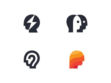 Heads by Kakha Kakhadzen Mind Logo, Head Logo Design, Latest Graphic Design Trends, Illustration Design Graphique, Brain Logo, Profile Logo, Lab Logo, Human Icon, Logo Face