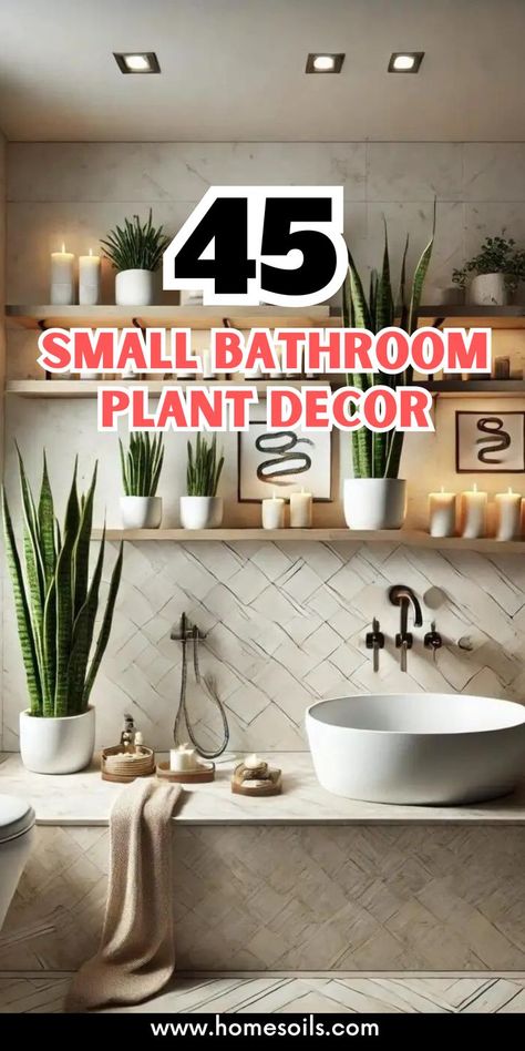 "45 Small Bathroom Plant Decor Ideas: Bring Freshness and Life to Compact Spaces!" Explore creative ways to incorporate plants into your small bathroom, adding a touch of nature and style. Perfect for creating a refreshing and serene oasis! Small Bathroom Plants Decor, Bathroom Oasis Ideas, Nature Bathroom Ideas, Bathroom Plant Decor, Bathroom Plant, Bathroom Plants Decor, Plant Decor Ideas, Natural Bathroom, Bathroom Oasis