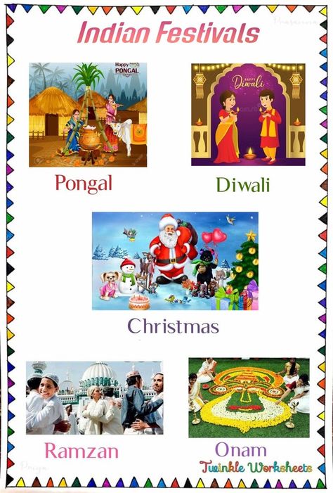 Indian Festivals Worksheets For Kids, Festival Worksheets For Grade 1, Indian Festivals School Project, Festival Chart For School, Festivals Of India Chart For Kids, National Festivals Of India Chart, Indian Festivals Chart, Festivals Of India Worksheet, National Festivals Of India