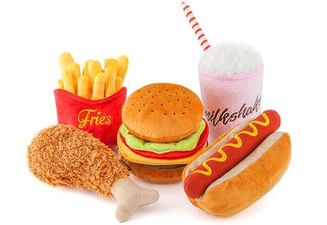 Juicy Burger, Cute Dog Toys, Chicken Toys, Food Shapes, Best Dog Toys, Food Collection, Milk Shakes, Plush Dog Toys, Dog Wallpaper