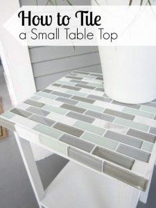 How to Tile a Small Table Top Furniture Remodel, How To Tile, Refinish Furniture, Outdoor Kitchen Countertops, Diy Table Top, Tile Table, Diy Pool, Tile Projects, Small Table