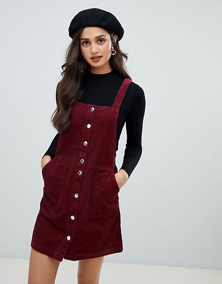 Miss Selfridge cord pinny dress in burgundy Burgundy Dress Outfit, Burgundy Outfits, Pinny Dress, Cord Dress, Burgundy Outfit, Dresses Casual Fall, Pinafore Dress, Burgundy Dress, Overall Dress