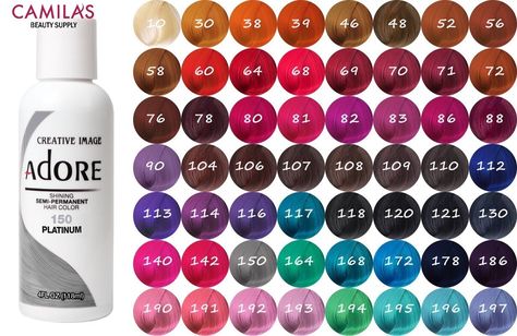 Red Hair Dye Shades, Copper Red Hair Dye, Hair Dye Color Chart, Adore Semi Permanent Hair Color, Adore Hair Dye, Permanent Hair Dye Colors, Hair Dye Shades, Copper Red Hair, Pink Hair Dye