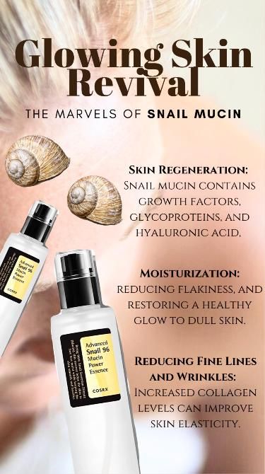 Embark on a skincare journey like no other and discover the incredible benefits of snail mucin! This extraordinary ingredient has taken the beauty world by storm, and for a good reason. Packed with potent nutrients, snail mucin offers a myriad of advantages for your skin.🐌💫🌟 #GlowingSkinGoals #ClearSkinJourney #HealthySkinHabits #SkincareTips #SkincareEssentials #RadiantSkin #BeautyFromWithin Cosrx Snail Mucin, Cosrx Snail, Snail Mucin, Serum For Face, The Marvels, Glowing Skincare, Growth Factor, Korean Skin Care, Korean Skin