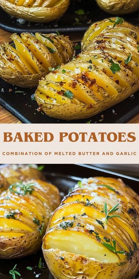 Garlic Baked Potatoes, Veggie Side Dish Recipes, Best Potato Recipes, Butter Potatoes, Honey Roasted Carrots, Garlic Roasted Potatoes, Best Macaroni Salad, Homemade Lunch, Baked Potato Recipes