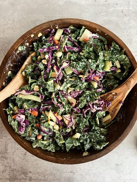 Paleo Kale Salad, Chopped Kale Salad, Kale Salad Dressing, Kale Salads, Sesame Tahini, Beet Pasta, Kale Slaw, Salad Kale, Chopped Kale