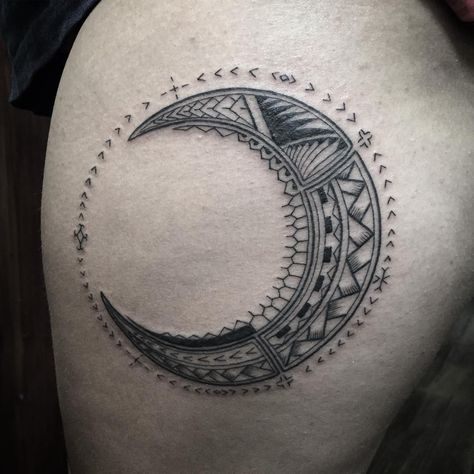 Polynesian Moon Tattoo, Cairns, Moon Tattoo, Her Brother, Crescent Moon, Polynesian Tattoo, Geometric Tattoo, Happy Holidays, Crescent