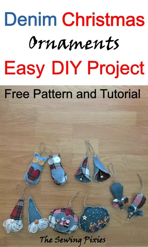 Easy DIY Denim Christmas Ornaments - Agnes Creates Denim Christmas Ornaments, Country Style Christmas, Reuse Old Jeans, Denim Christmas, Denim Crafts Diy, Diy Denim, Christmas Buttons, Christmas Ornaments Diy, Quilted Christmas Ornaments