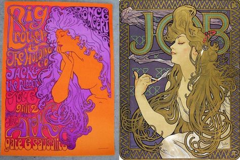 Art Nouveau and 1960s: A Psychedelic Dream | Byron's muse 60s Art, Tunnel Of Love, Art Nouveau Illustration, Art Nouveau Poster, Muse Art, Art Nouveau Design, Band Posters, Art References, Illustrations Posters