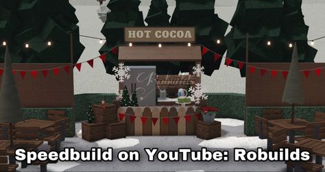 Bloxburg Hot Cocoa Stand, Bloxburg Hot Chocolate Stand, Hot Chocolate Stand, Cocoa Stand, Christmas Hot Chocolate Bar, Hot Cocoa Stand, Fall Bloxburg, Cafe Sign, Bloxburg Ideas