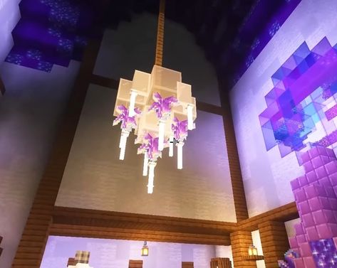 How To Build A Chandelier In Minecraft, Shandalers In Minecraft, Mincraft Chandeliers Ideas, Minecraft Shandalers Design, End Rod Chandelier Minecraft, Minecraft Ceiling Light, Chandelier Minecraft Ideas, Minecraft Chandelier Design, Cute Things To Build In Minecraft