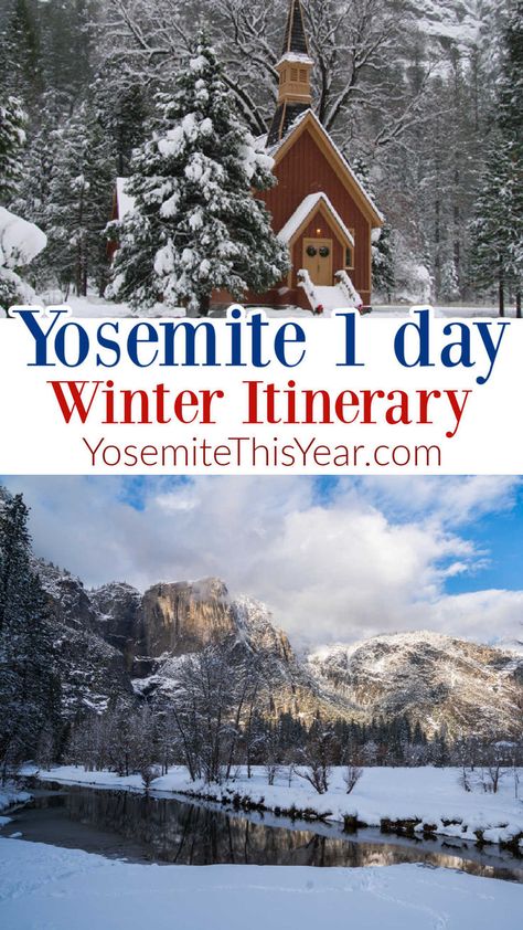 Plan your 1 day winter adventure to Yosemite National Park! All of the things you need to prepare for and know before heading to this great California National Park in winter! Yosemite National Park Winter, Yosemite Winter, Yosemite Sequoia, California Coast Road Trip, Yosemite Trip, Merced River, Yosemite Falls, One Day Trip, California National Parks